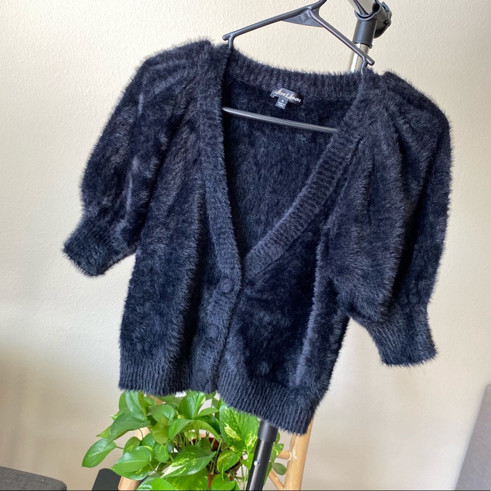For Love And Lemons Black Fuzzy Cardigan